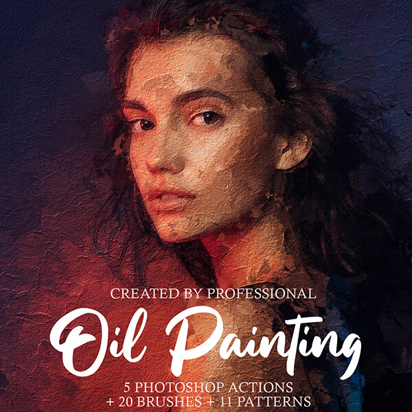 banner ps actions oil painting