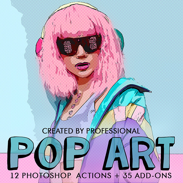 banner ps actions pop art